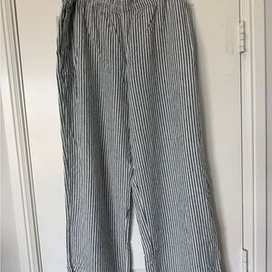 Old Navy Black & White Vertical Stripe Wide-Leg Pants